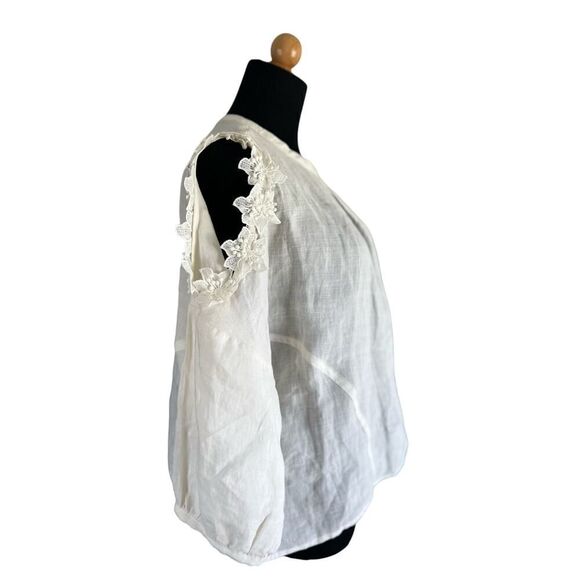 Anthropologie Eri + Ali Jemma Linen Cold Shoulder Blouse size small - Picture 3 of 6